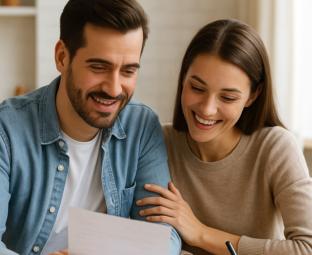Pareja joven planificando sus finanzas